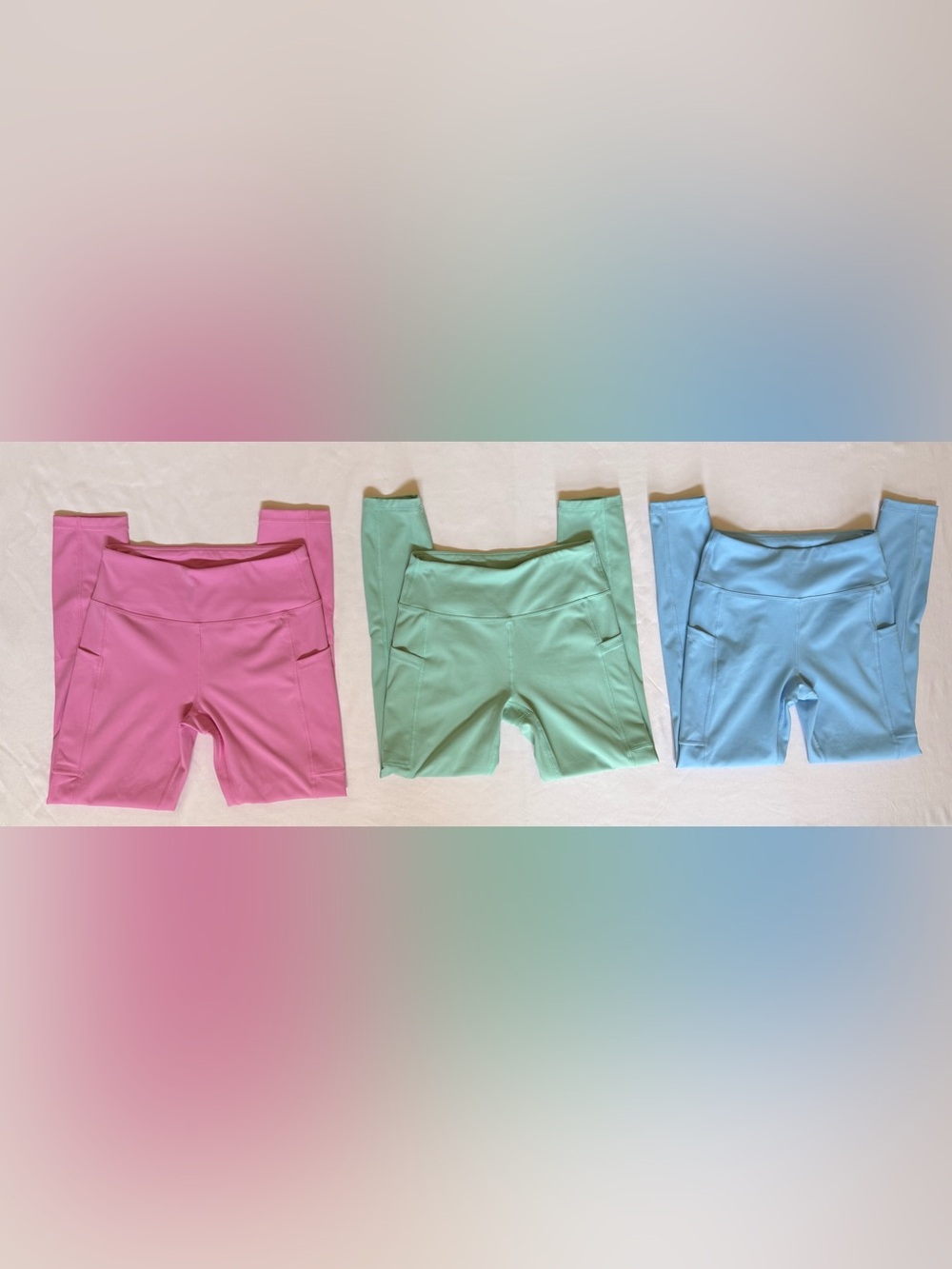 Girl’s Activewear leggings Bundle - Pink, Mint, Blue Large